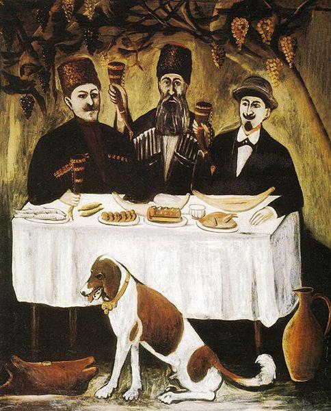 Niko Pirosmanashvili Feast in the Grape Pergola or Feast of Three Noblemen oil painting picture
